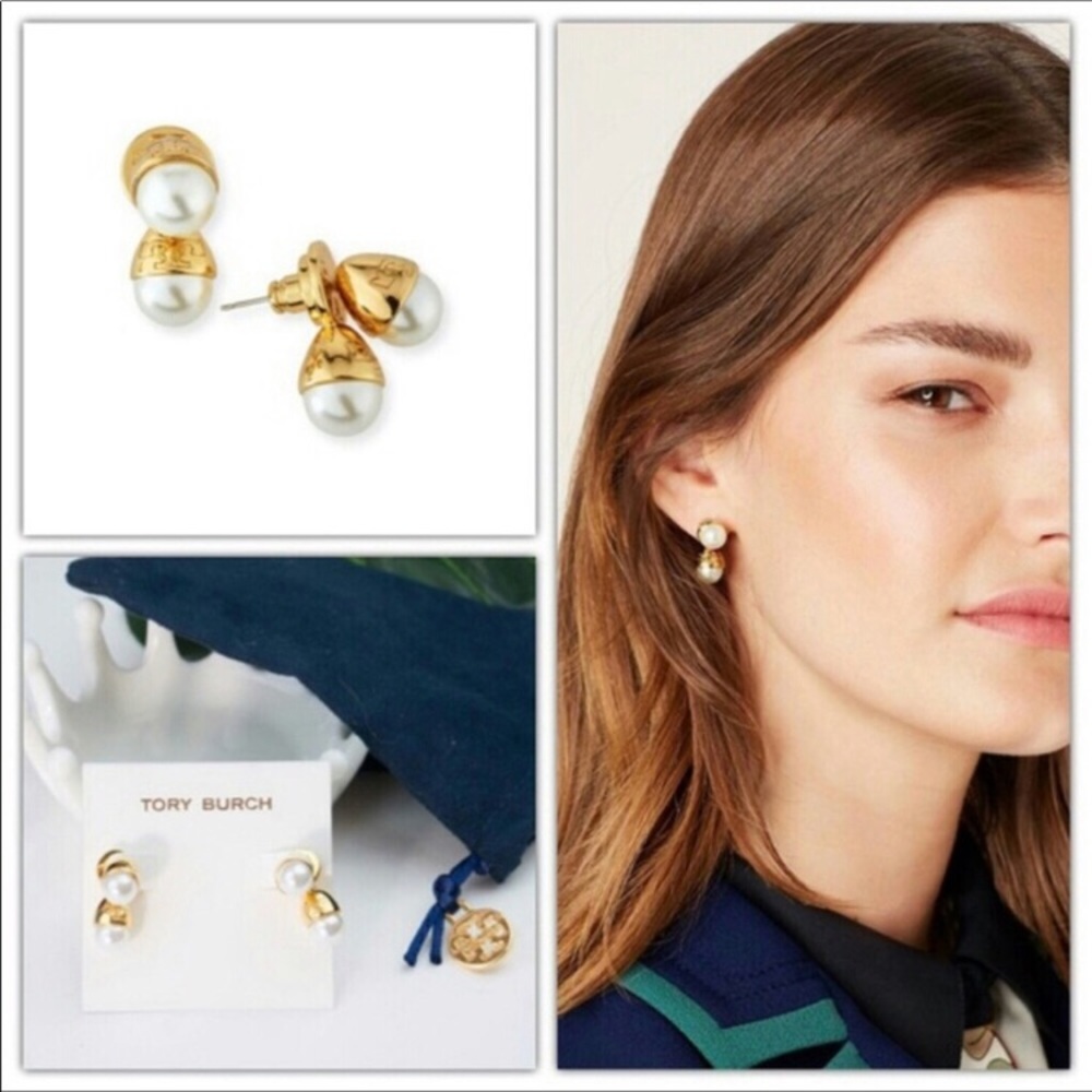 Tory Burch NWOT Pear Bud Ear Jacket Earrings
